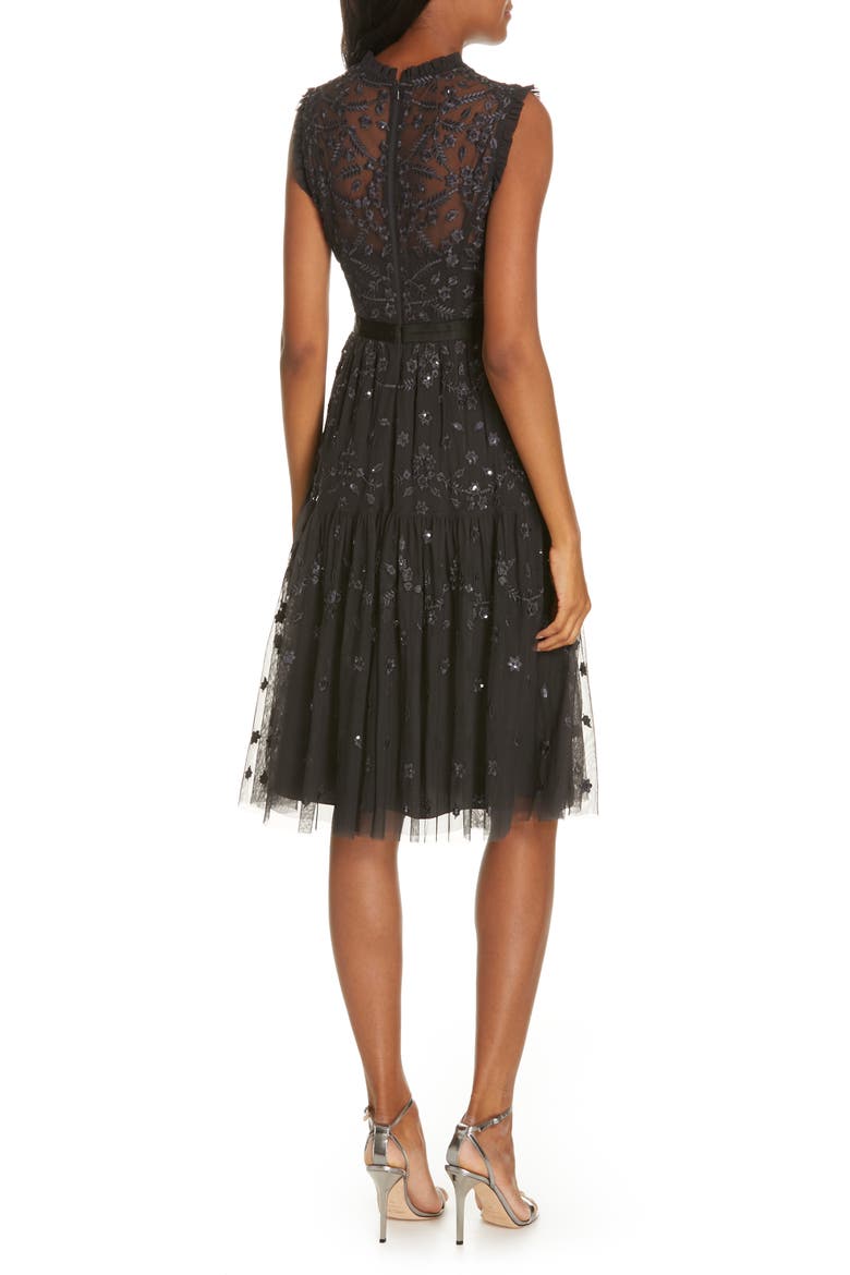 Clover Gloss Fit & Flare Dress, Alternate, color, GRAPHITE