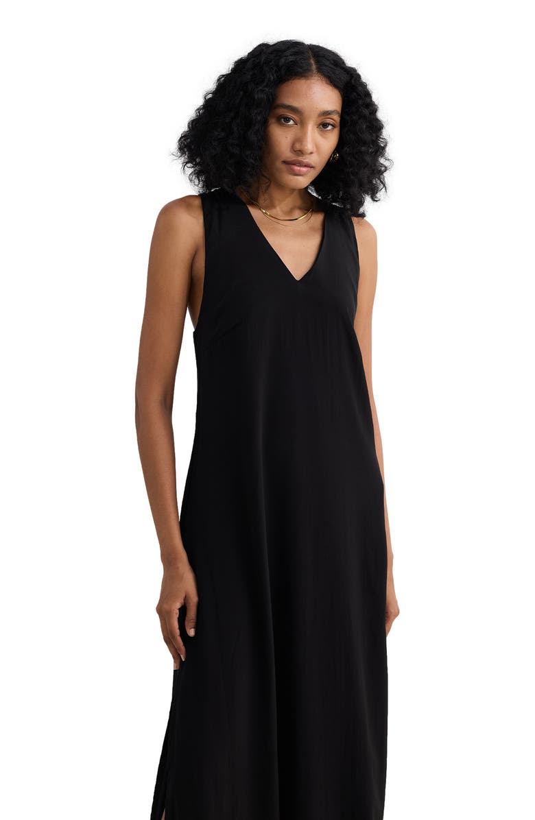 Reistor Crossed in Chic Sleeveless Maxi Dress in Black, Alternate, color, Black