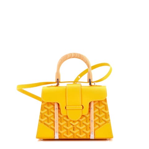 Structured Saigon Top Handle Bag Coated Canvas with Leather Mini