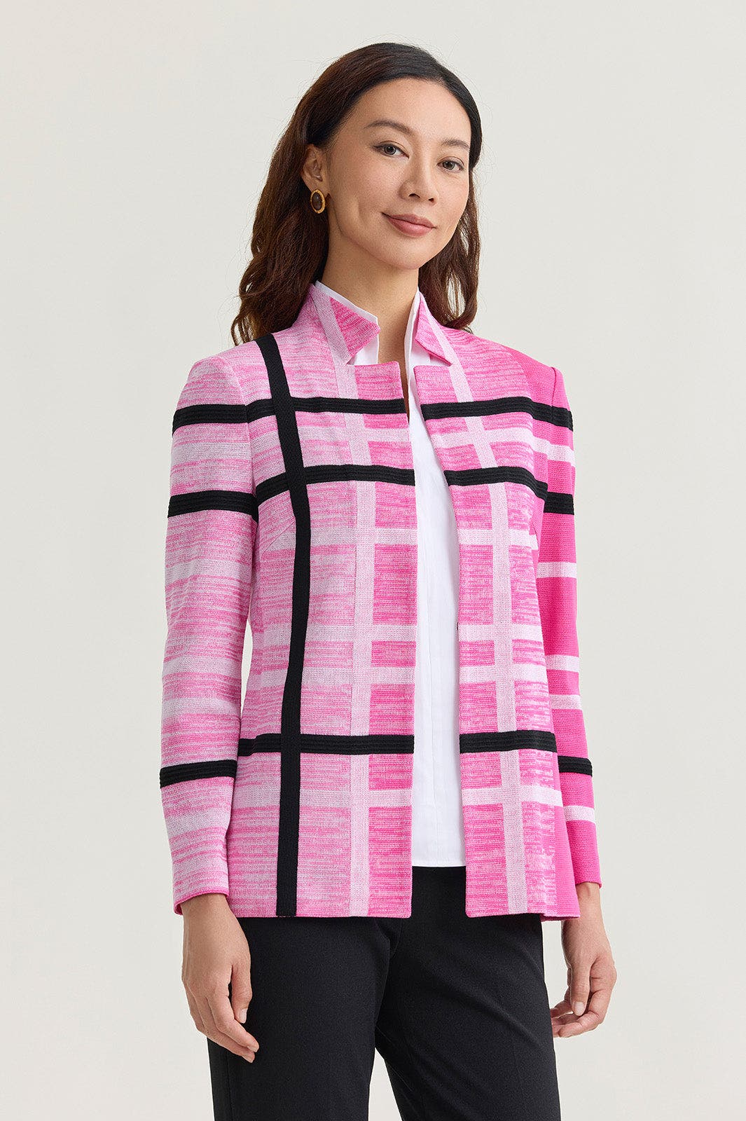 Heritage Vertical Ombre Plaid Knit Jacket - image 2
