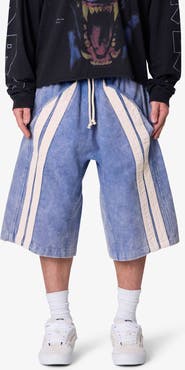 mnml Ultra Baggy Stripe Cotton Twill Shorts