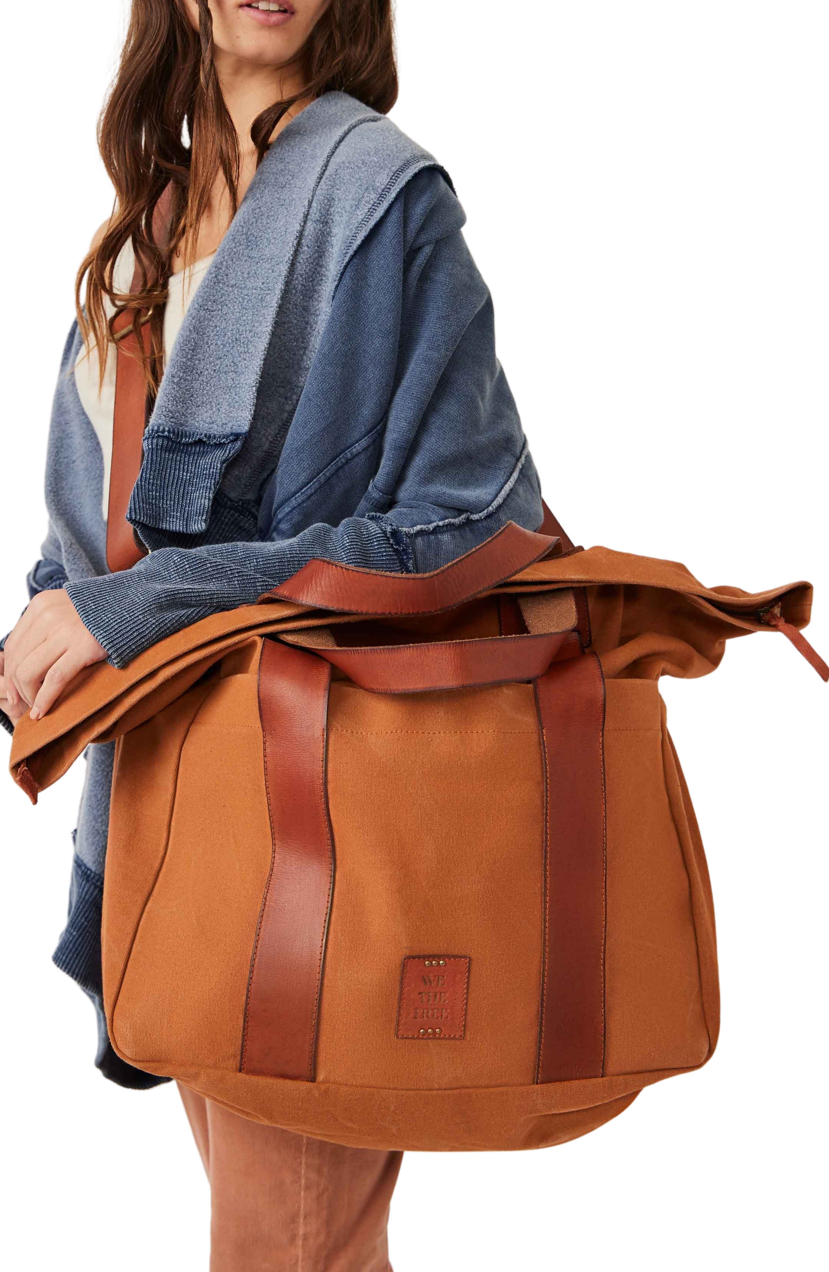 Free People Canvas Weekend Bag, Alternate, color, 