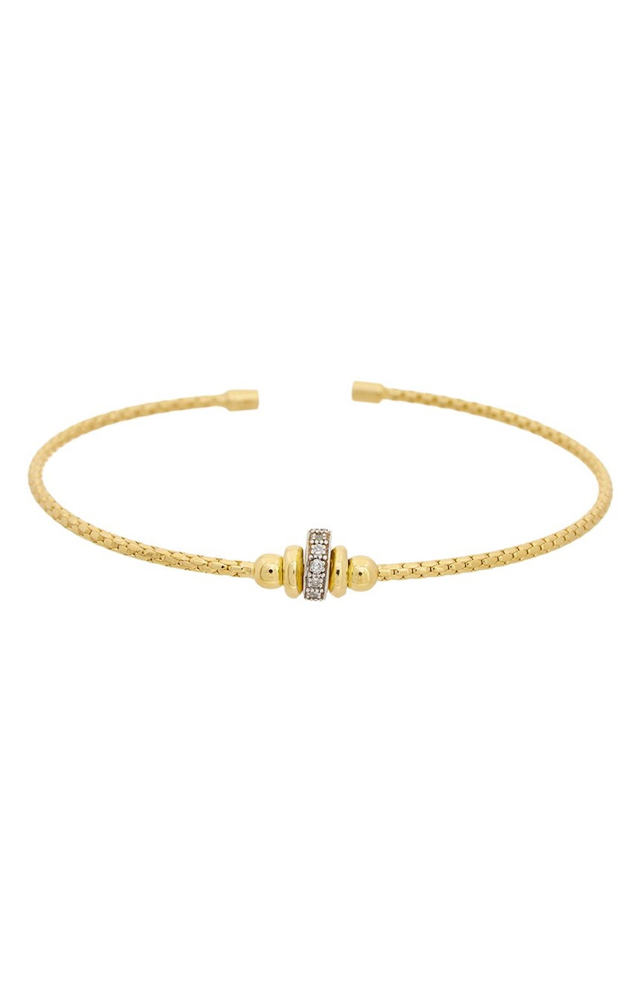 Diamond Sterling Silver Cuff Bangle