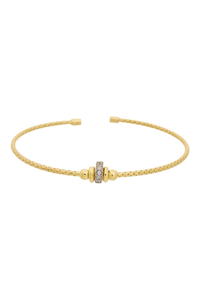 Diamond Sterling Silver Cuff Bangle, Main, color, YELLOW