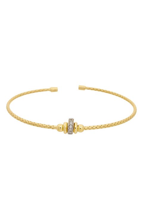 Diamond Sterling Silver Cuff Bangle