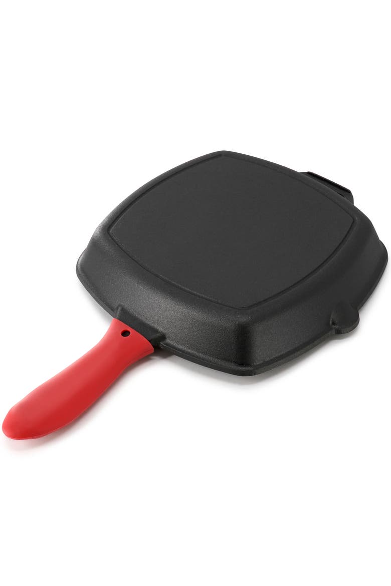 10.4 Inch Pre-Seasoned Cast Iron Griddle with Tempered Glass Lid, Alternate, color, Black