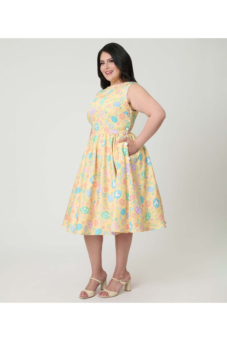 Plus Size Livvie Swing Dress, Alternate, color, Yellow Egg Print