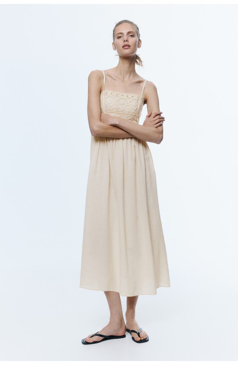 H&M Cotton Strappy Dress, Alternate, color, Light Beige