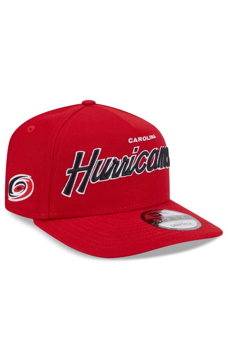 Men's New Era Red Carolina Hurricanes Script 9FIFTY A-Frame Snapback Hat, Alternate, color, Red