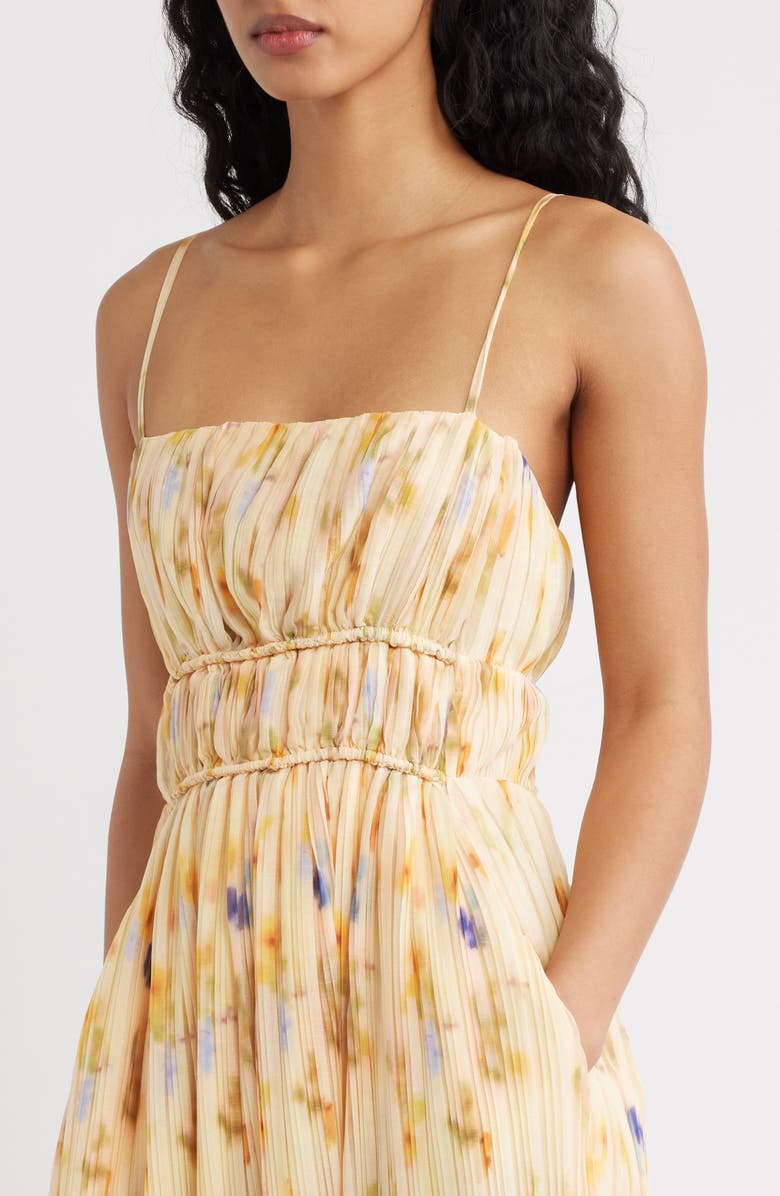 Line & Dot Potpourri Abstract Floral Micropleat Chiffon Maxi Dress, Alternate, color, Multi