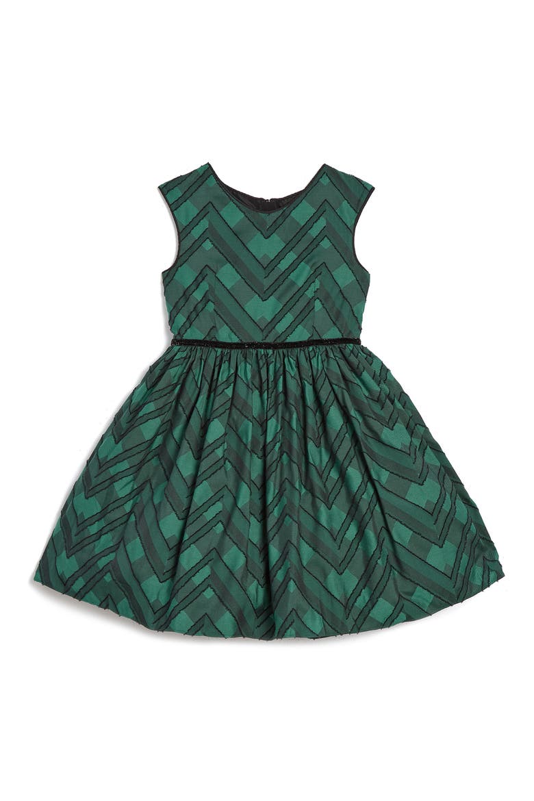 Kids' Kerry Textured Plaid Dress, Main, color, GREEN