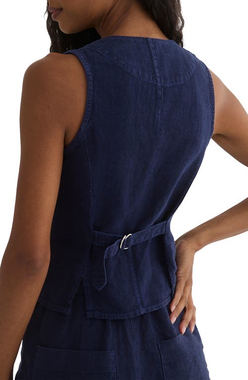 BELLA DAHL BELLA DAHL LINEN SCOOP NECK BUTTON-UP VEST 