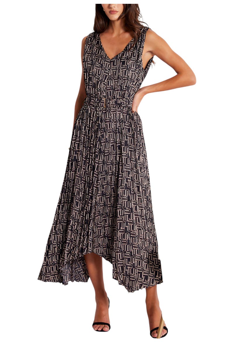 Bishop + Young Highbrow Pleat Dress, Main, color, Retro Print