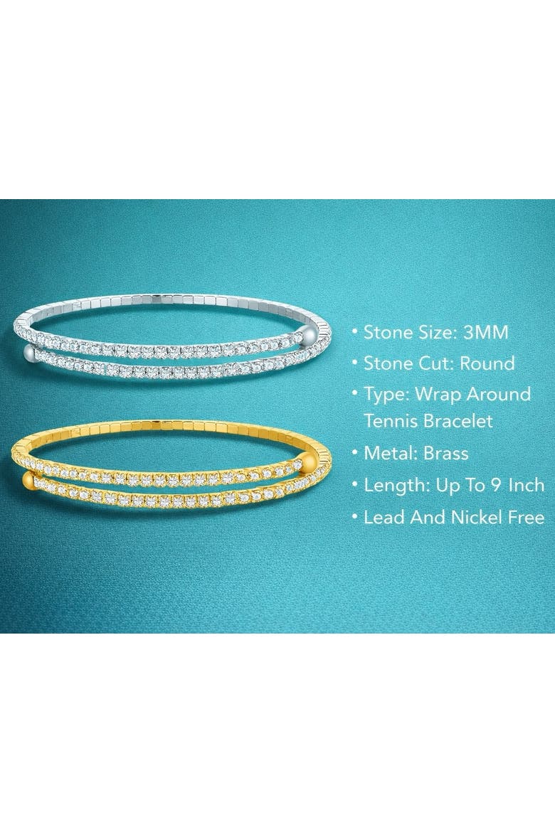 Bracelet Set Wrap Around Tennis Bracelet, Alternate, color, Silver