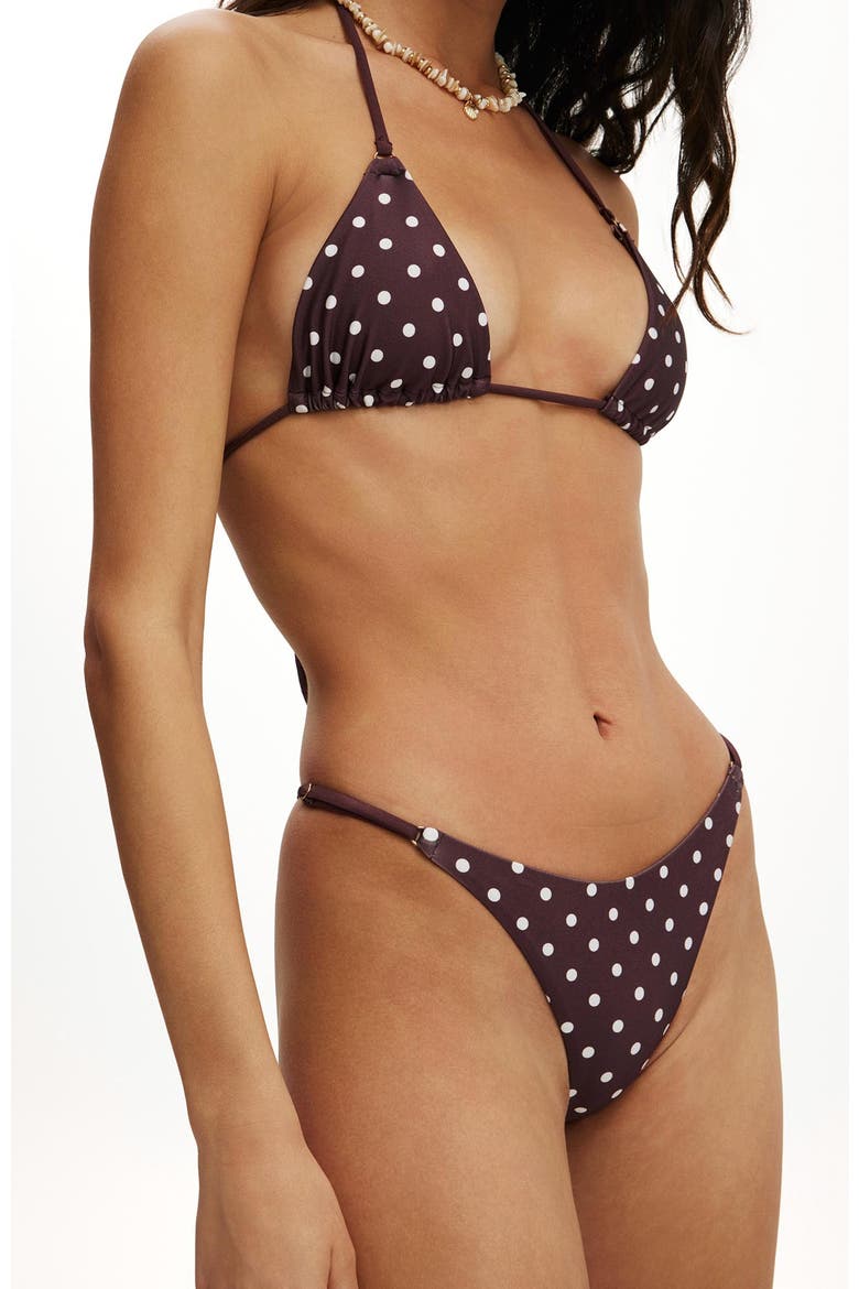 Women's Micro String Thong Bikini Bottom, Alternate, color, Missy Spot Plum Kiss