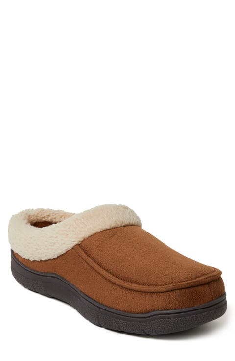 Microsuede Faux Shearling Slipper (Men)