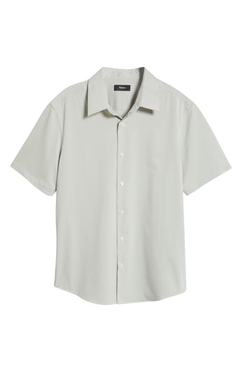 Theory Irving Short Sleeve Button-up Shirt In Light Greenstone