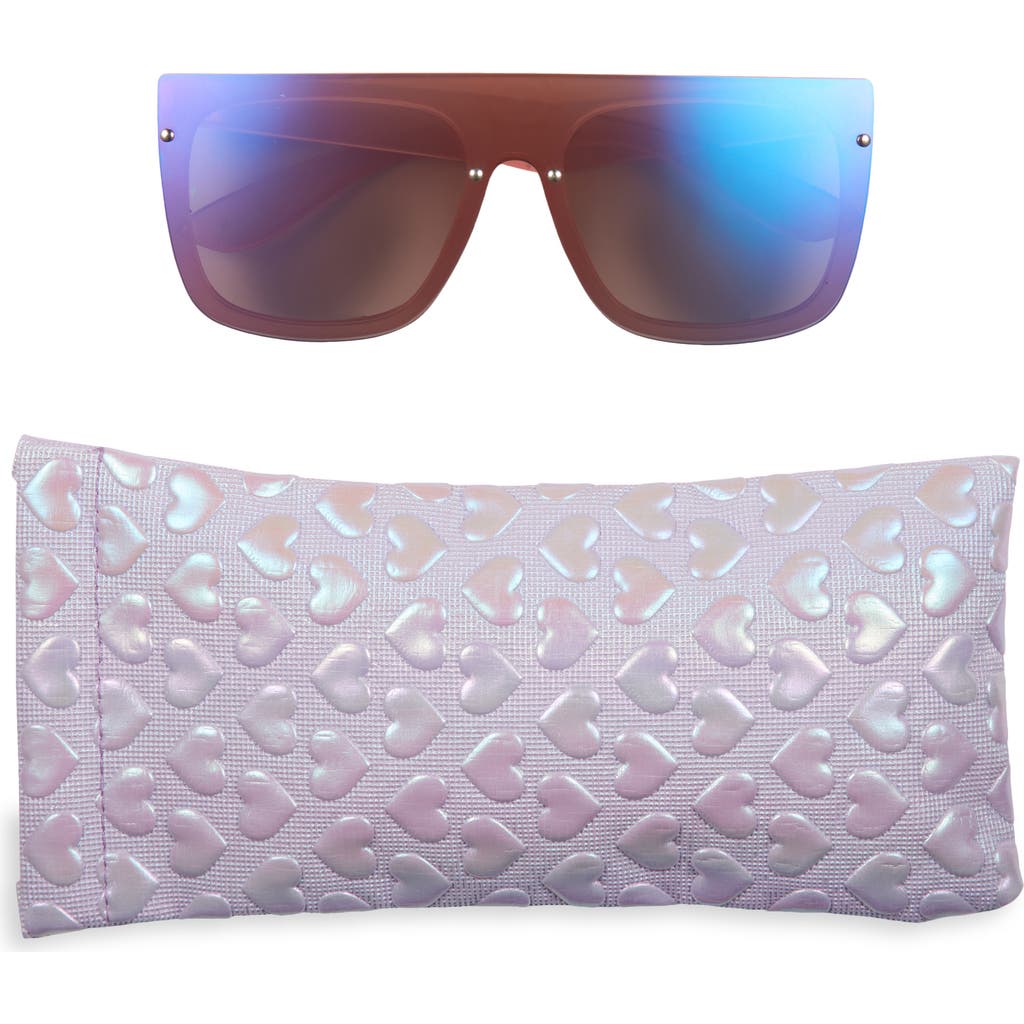FYNN AND RILEY Kids' Mirrored Shield Sunglasses & Heart Case Set in Pink  product
