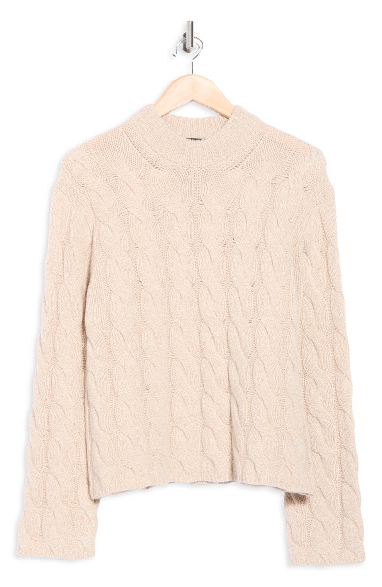 Theory Wool Blend Cable Knit Pullover Sweater, Alternate, color, Beige Mouline