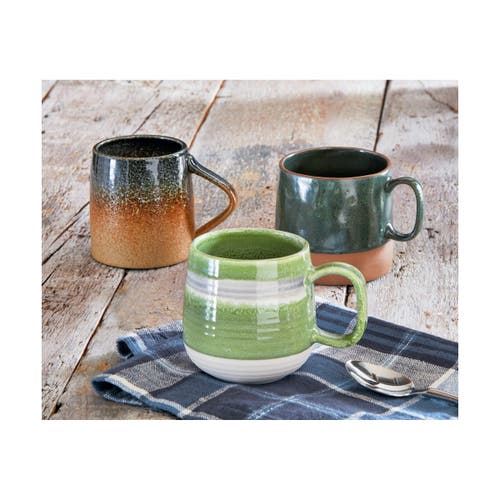 Tag Glen Ribbed Reactive Glaze Mug Green Multi Dishwasher Safe In Green