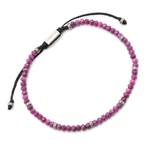 Faceted Gemstone Bracelet With Black Pull Cord