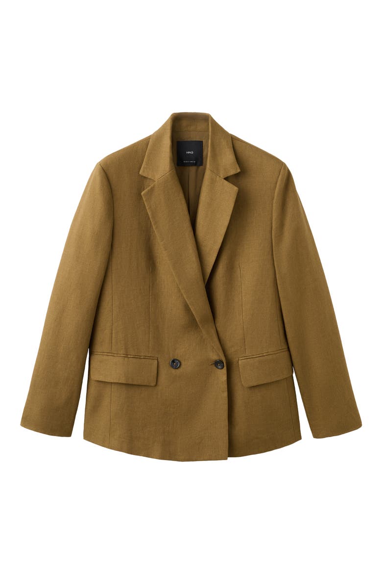 Double Breasted Linen Blazer, Alternate, color, OLIVE GREEN