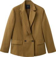 MANGO Double Breasted Linen Blazer