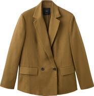 MANGO Double Breasted Linen Blazer