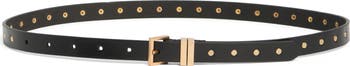 Flat Stud Double Keeper Leather Belt