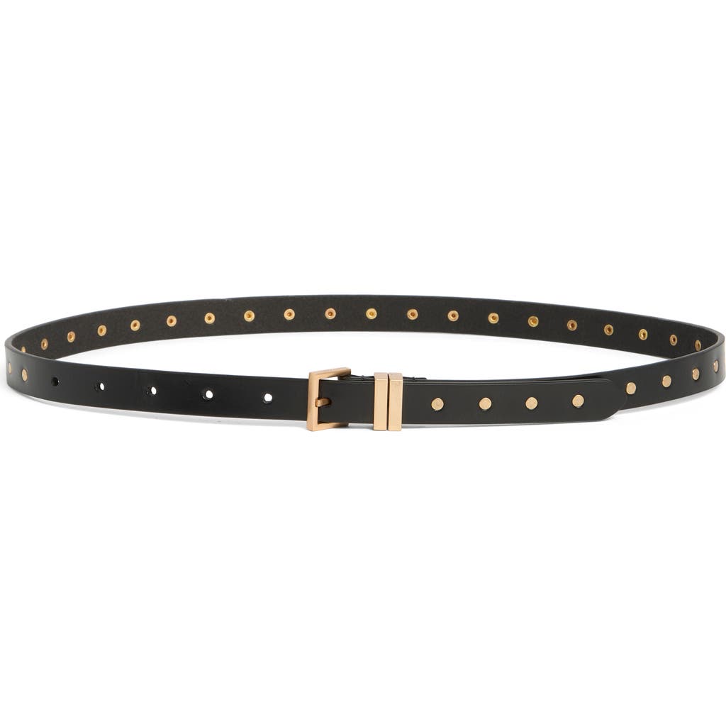 Allsaints Flat Stud Double Keeper Leather Belt In Black