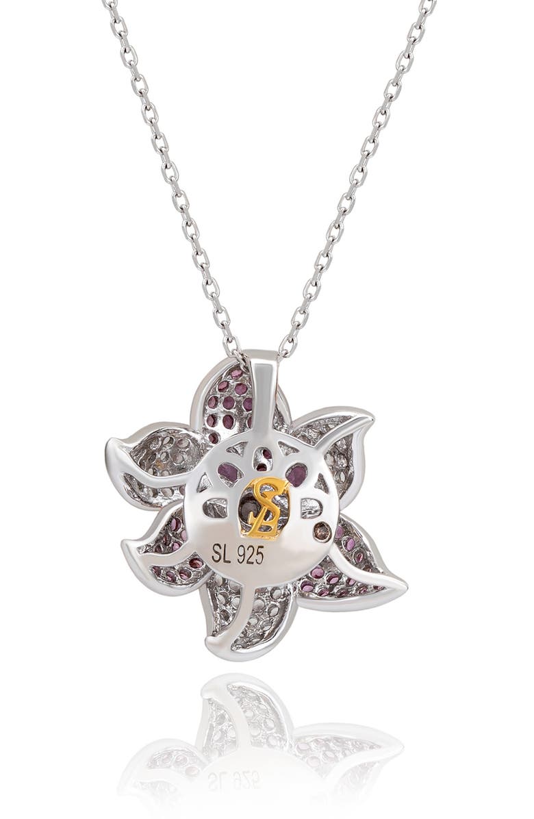SUZY LEVIAN DIAMONDS Pink & White Sapphire Flower Pendant Necklace, Alternate, color, Pink