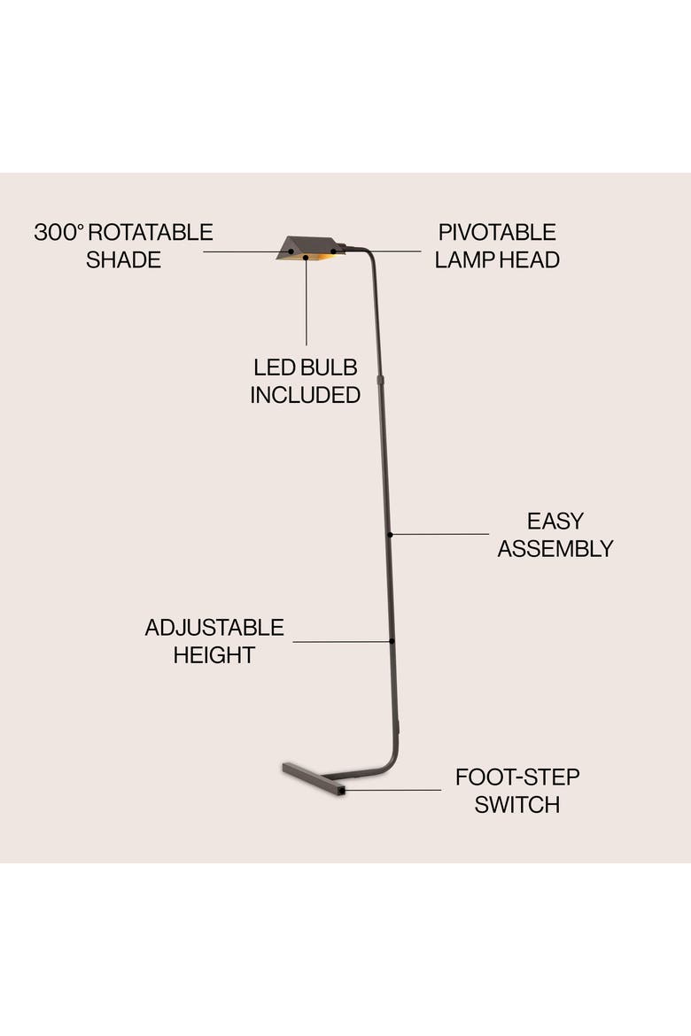 Cotys MidCentury Industrial Metal Adjustable Pharmacy LED Floor Lamp, Alternate, color, Oil Rubbed Bronze