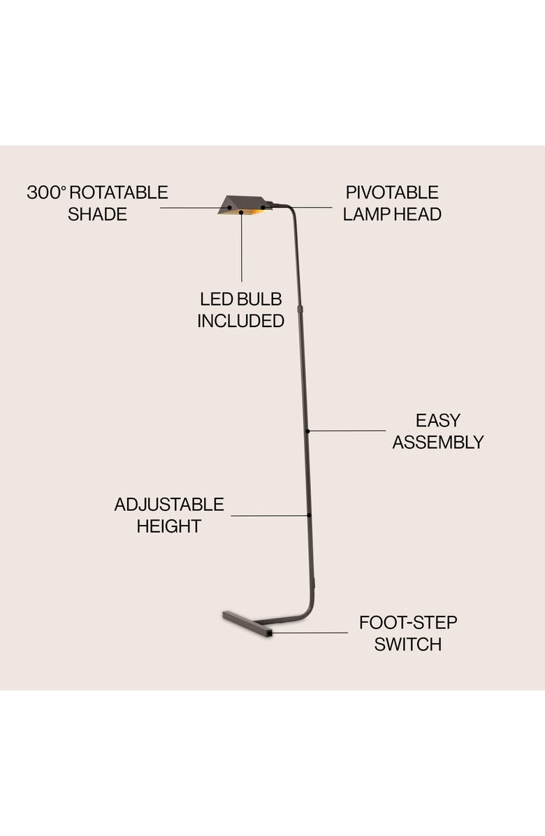 JONATHAN Y Cotys MidCentury Industrial Metal Adjustable Pharmacy LED Floor Lamp, Alternate, color, 