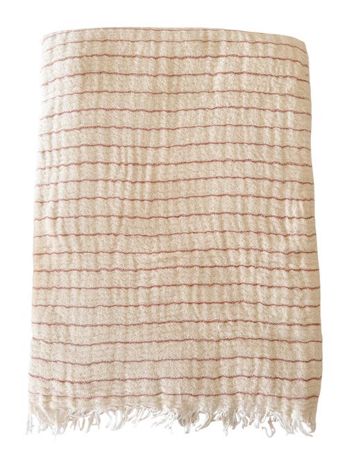 Anaya Desert Striped Turkish Cotton Crinkled Throw In Beige