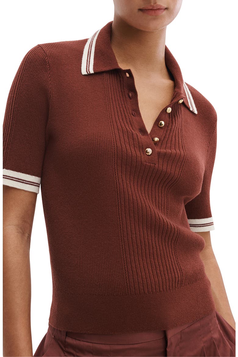 Laurie Tipped Cotton & Cashmere Polo, Alternate, color, ROSEWOOD