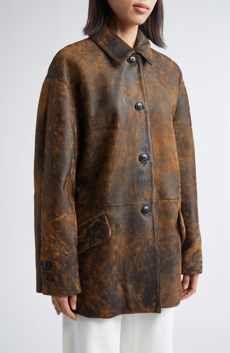 NACKIYÈ Yoko Distressed Leather Jacket, Alternate, color, Noir