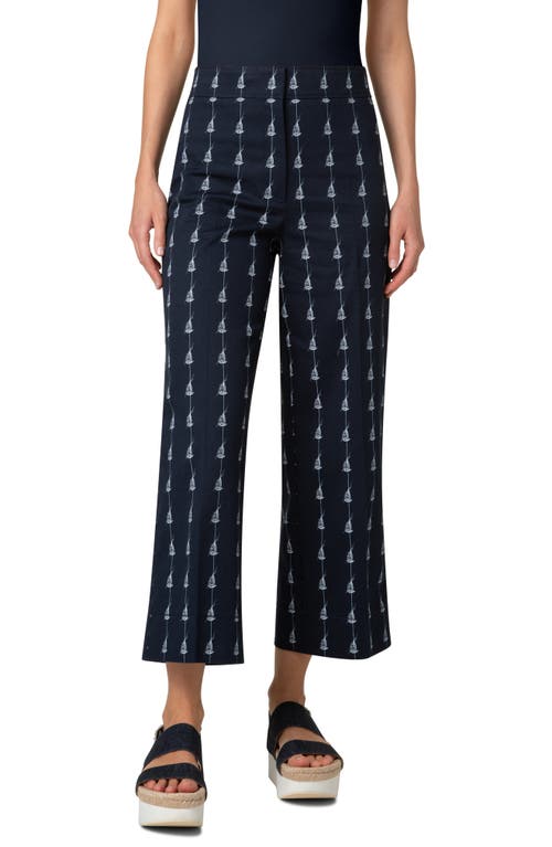 Akris Punto Chieko Sailboat Pinstripe Crop Pants In Navy-cream