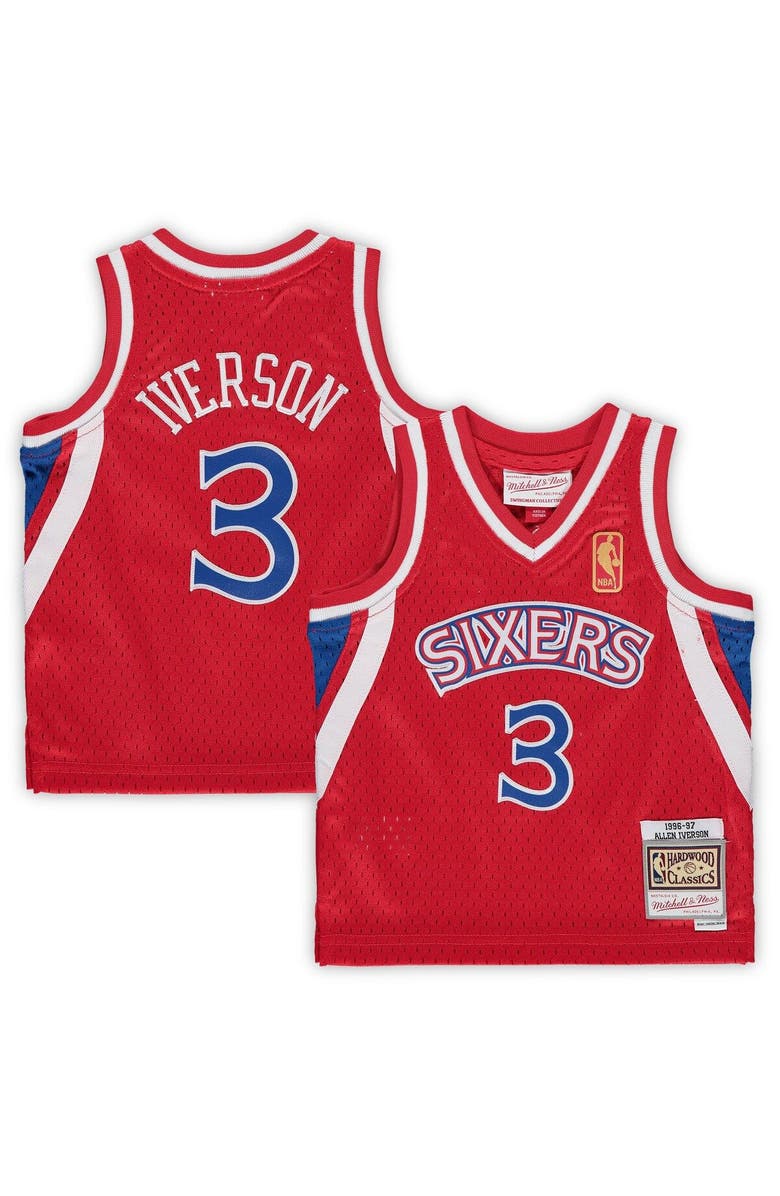 Mitchell & Ness Infant Mitchell & Ness Allen Iverson Red Philadelphia 76ers 1996/97 Hardwood Classics Retired Player Jersey, Alternate, color, 