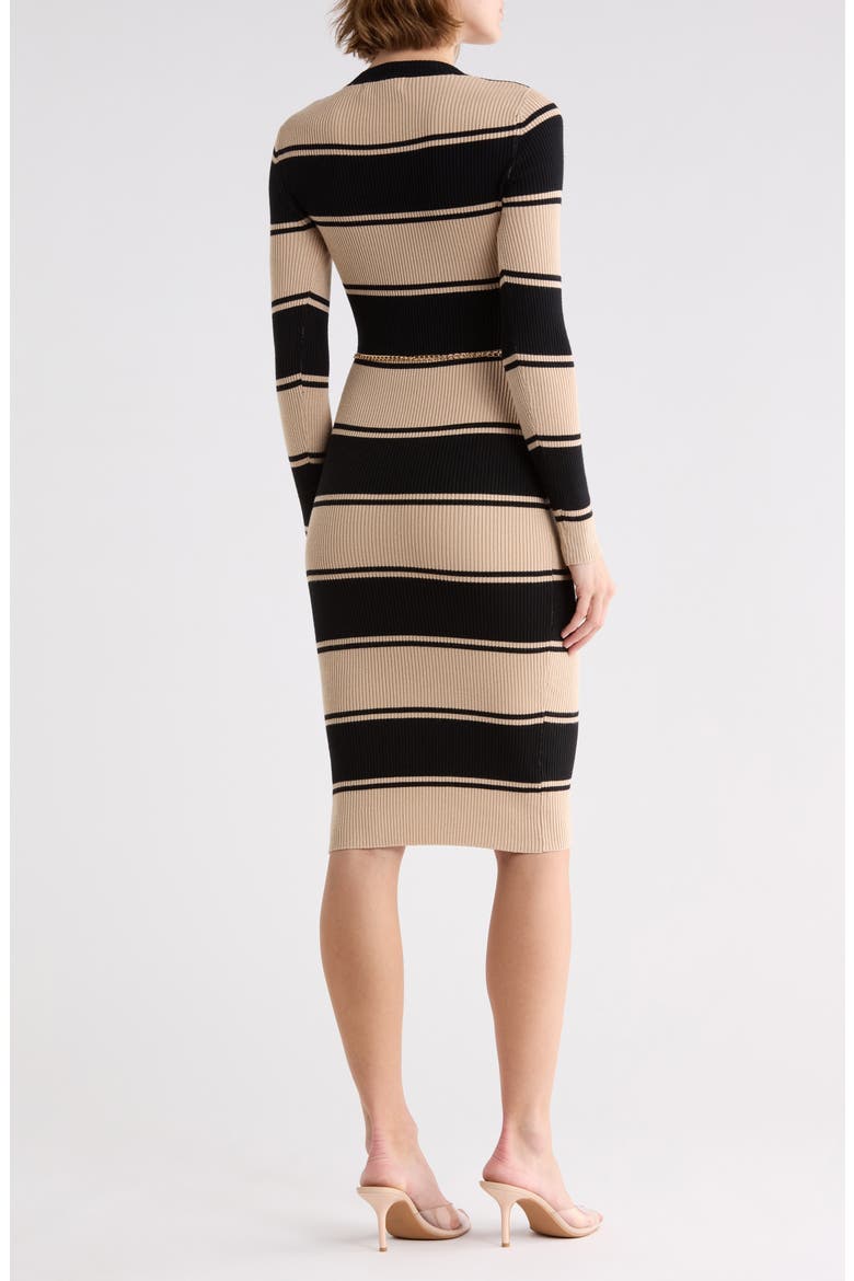 Rugby Stripe Crewneck Midi Dress, Alternate, color, BLACK COMBO