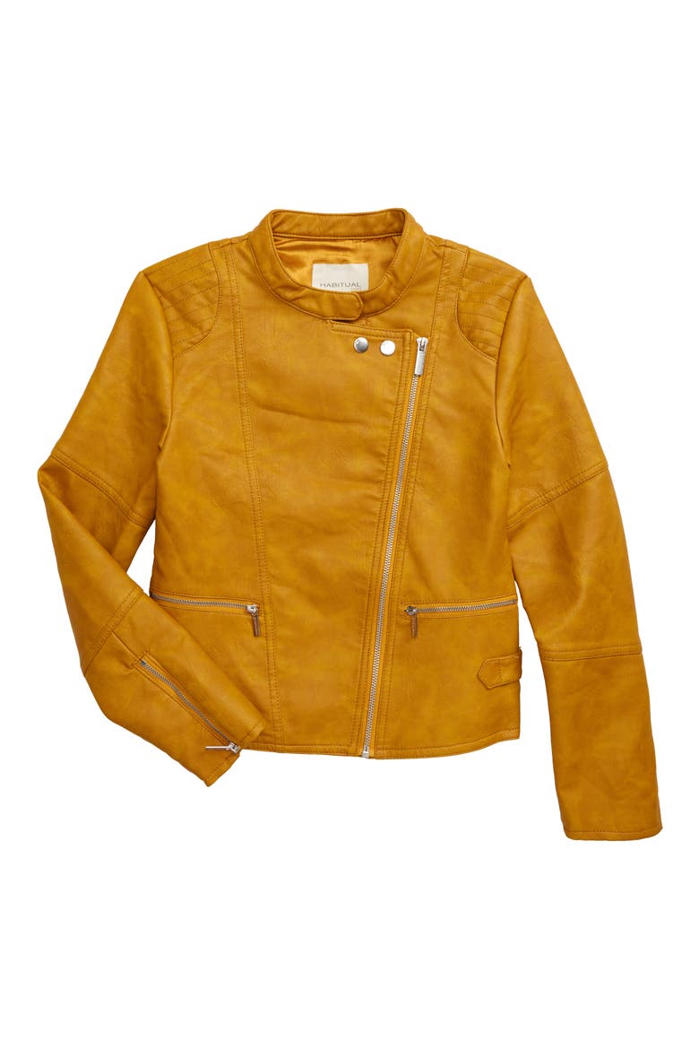 Habitual Luna Faux Leather Jacket, Main, color, GOLD