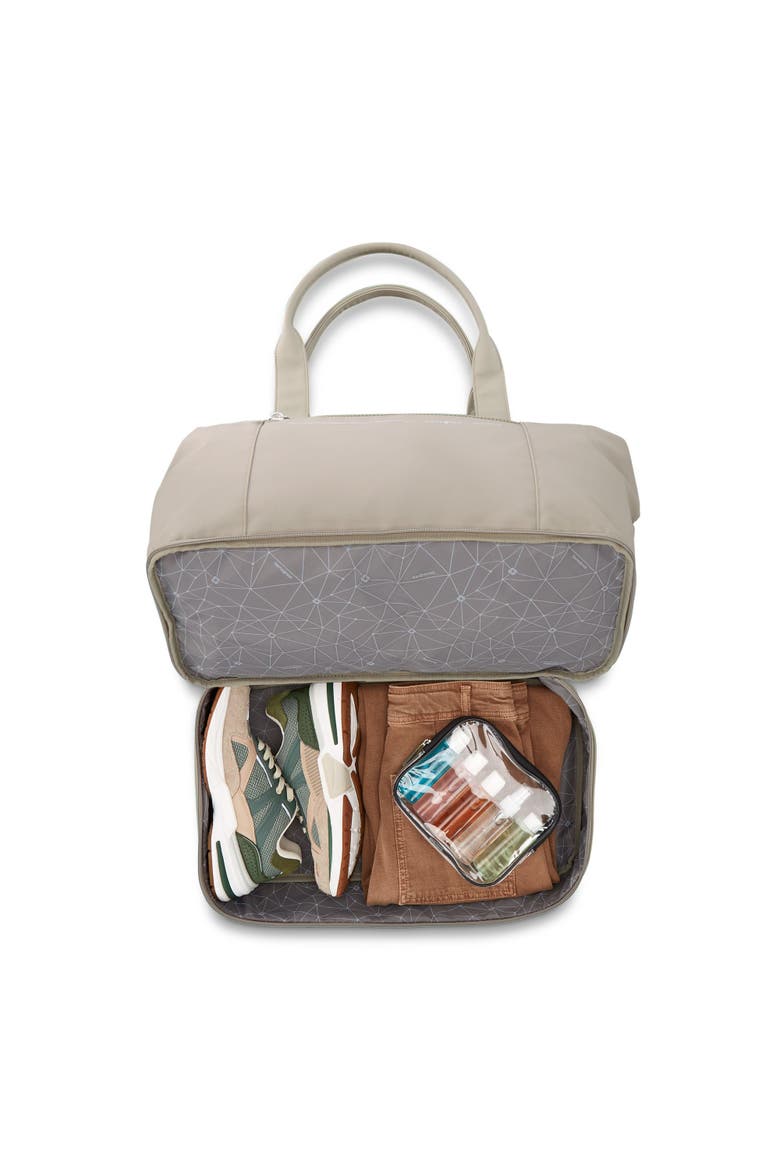 Better Than Basic 2 Piece Set Drop Bottom Weekender & Outline Pro Carry On Luggage, Alternate, color, Stone Grey/Limestone