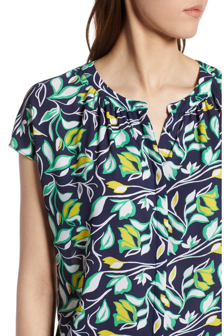 Hidden Button Blouse, Alternate, color, NAVY FLORAL