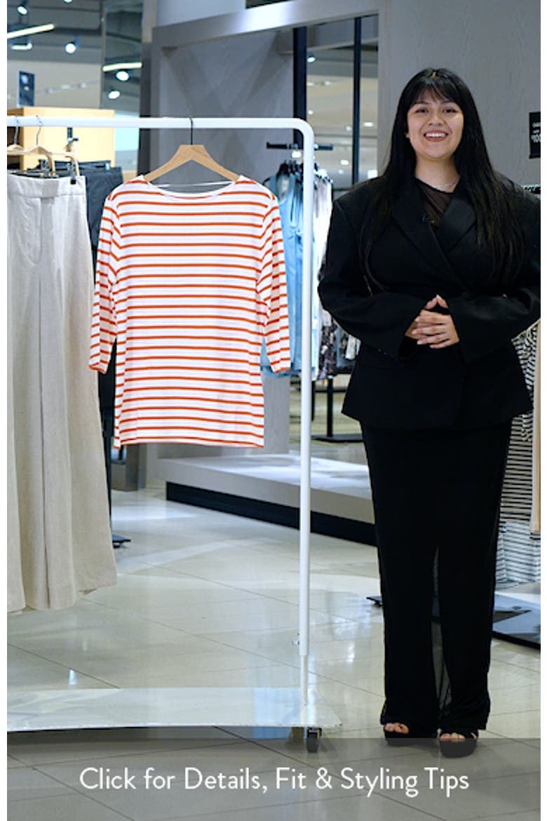 Sailor Stripe Three Quarter Sleeve Organic Cotton T-Shirt video