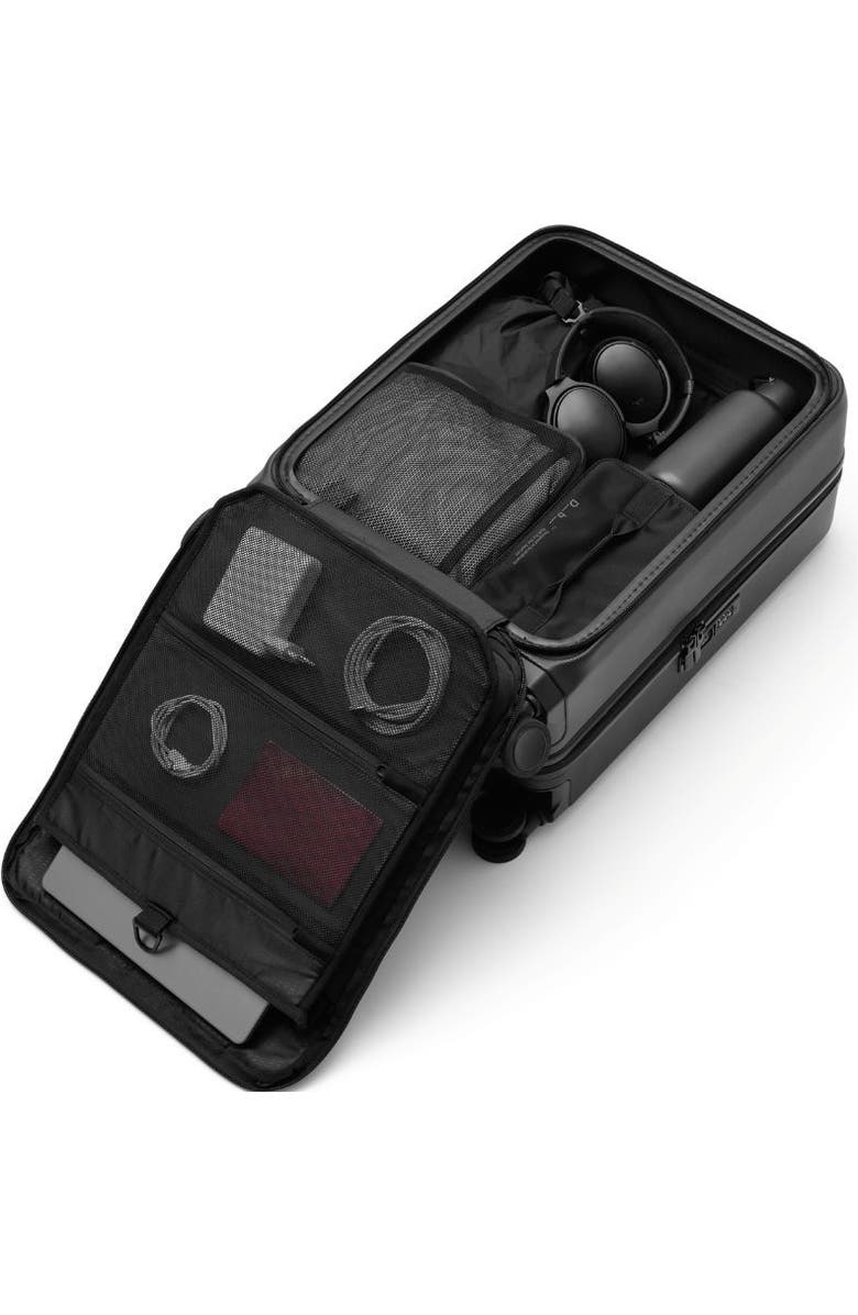 D_b_ Ramverk Pro Hardside 21 Inch Carry On Luggage Spinner with Zipper Front Access Pocket, Alternate, color, Black Out