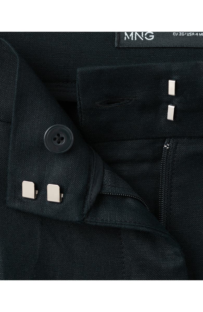 MANGO Straight Fit Linen Blend Pants, Alternate, color, Navy