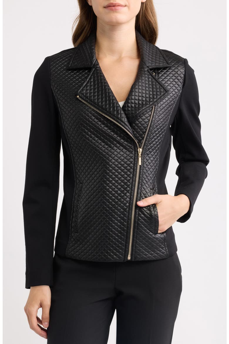 Asymmetric Faux Leather Moto Jacket, Alternate, color, ANNE BLACK