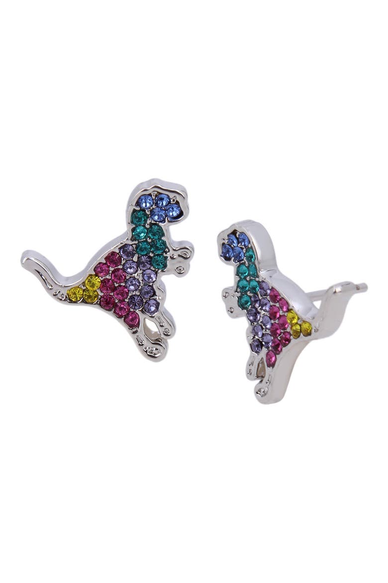 Rexy Rainbow Pavé Dino Stud Earrings, Main, color, MULTI/ RHODIUM