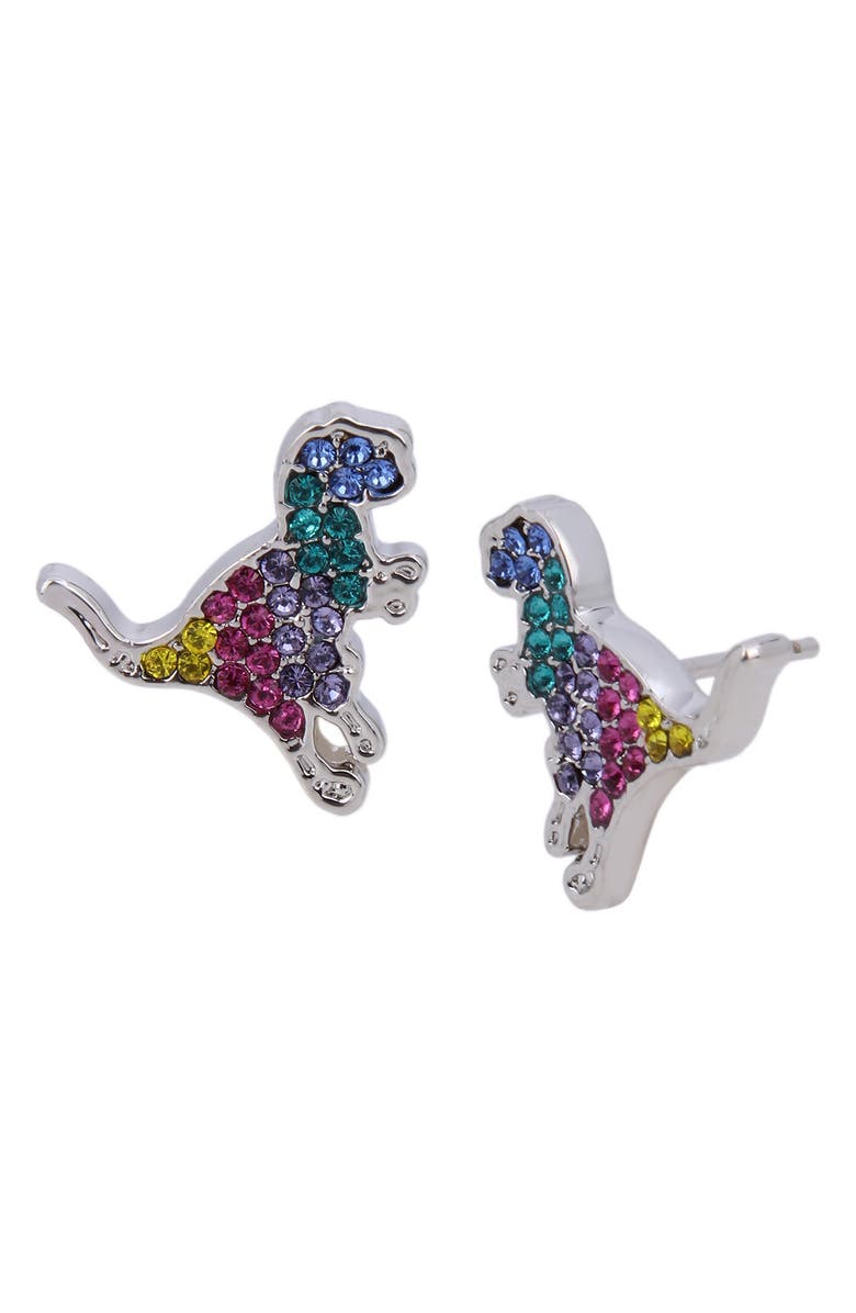 COACH Rexy Rainbow Pavé Dino Stud Earrings, Main, color, Multi/ Rhodium