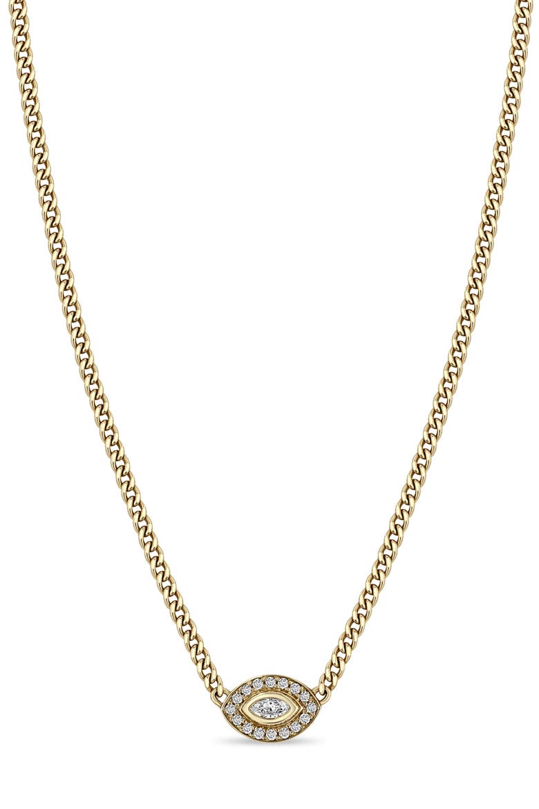 Paris Small Diamond Halo Pendant Necklace, Main, color, YELLOW GOLD