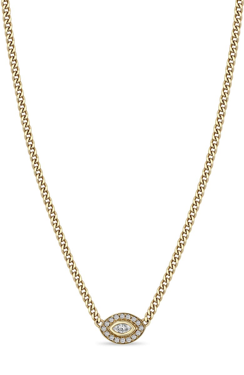 Zoë Chicco Paris Small Diamond Halo Pendant Necklace, Main, color, Yellow Gold